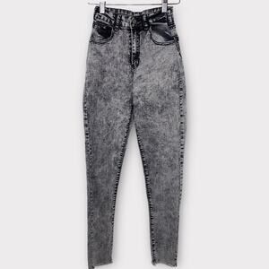 XS Gray‎ Stonewash Acid wash skinny retro 80's 90's grunge denim jeans hi-rise